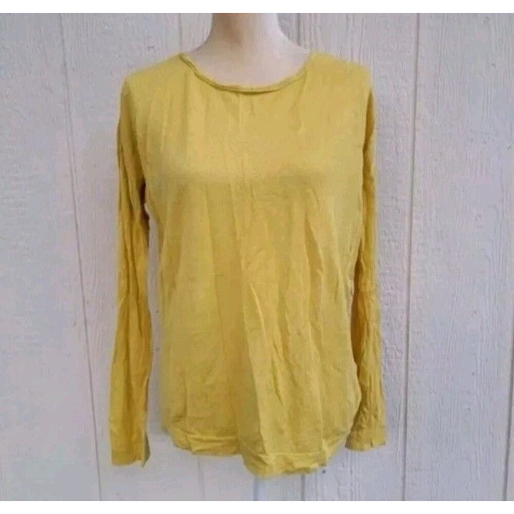 luisa ceranobutter yellow linen blend longsleeve top sz 10 beachy coastal